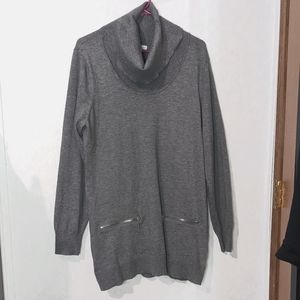 New York & Co. Long Sleeve Sweater Dress - Grey (L)